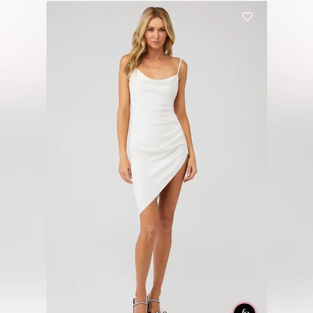 Amanda Uprichard Women's Janet Mini Dress w/ Slit in Ivory White Size Medium